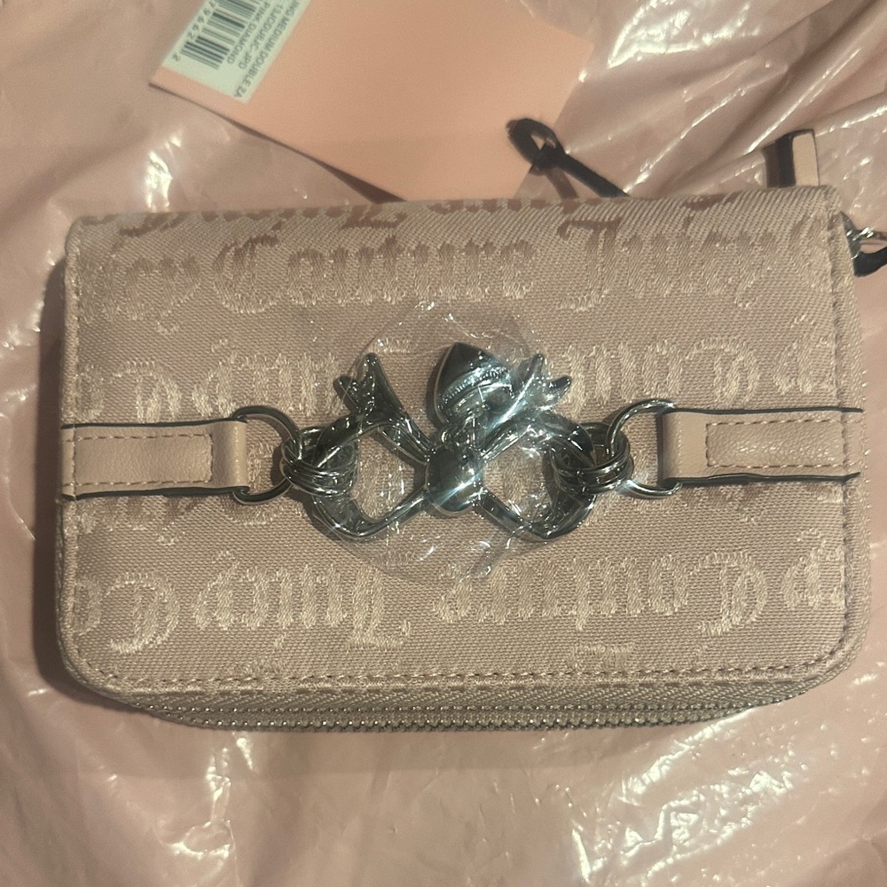 Juicy Couture Pink Logo Clutch with Silver Accents